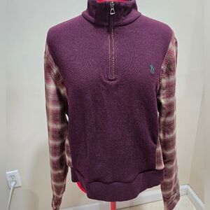 Polo by Ralph Lauren Purple and Plaid Sweatshirt